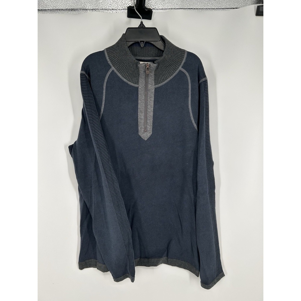 Carbon 2 Cobalt Quarter 1/4 Zip Pullover Sweater Navy Blue Knit‎ Cotton Mens Med